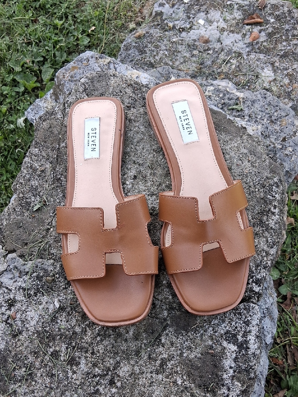 Steven by Steve Madden Cognac Cutout Slide Sandals